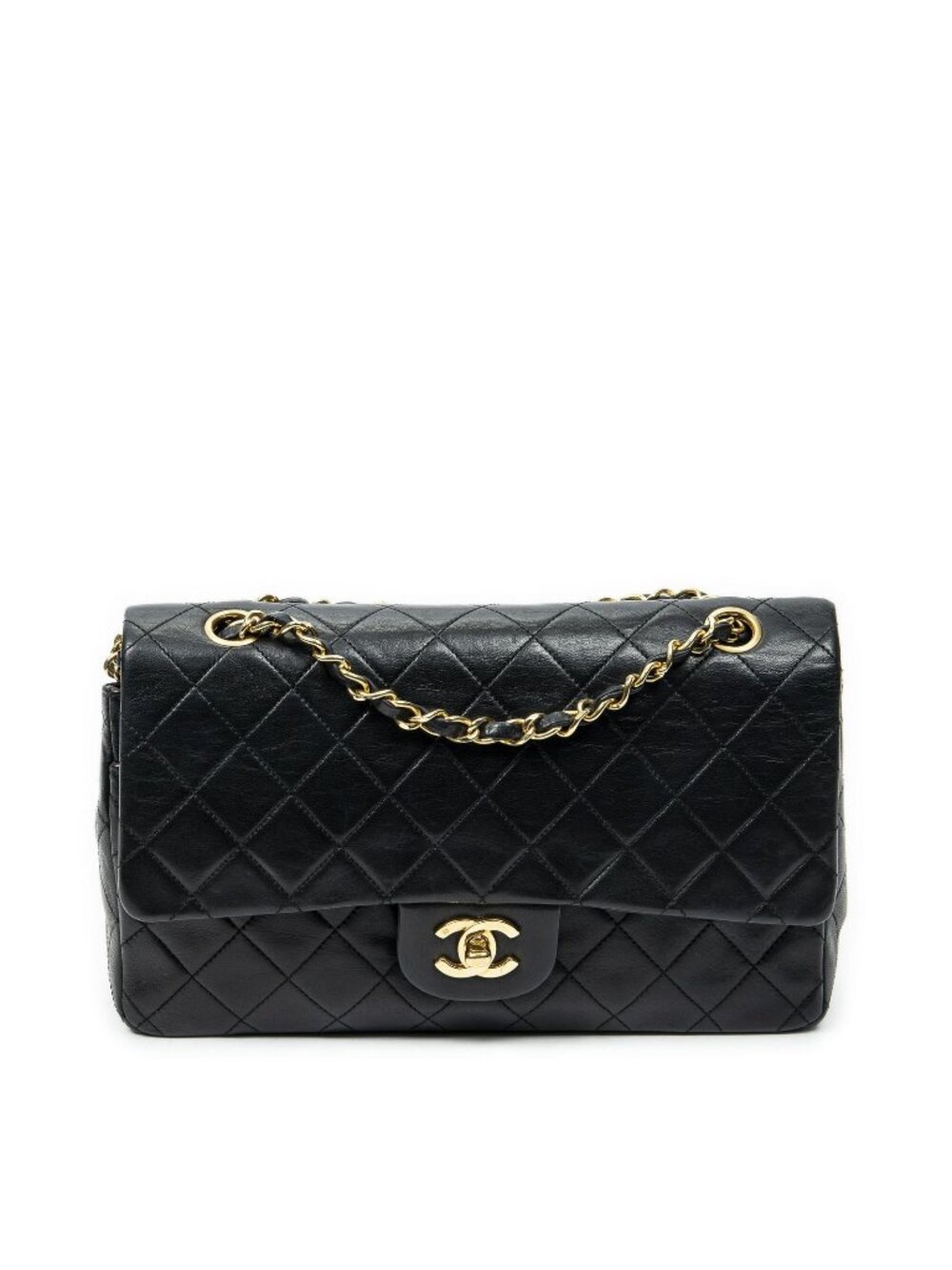 Chanel Quilted Double Flap Bag Black Lambskin Leather